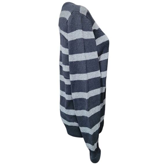 Volcom striped sweater gray black crew neck pullover cotton wool medium - Picture 5 of 8